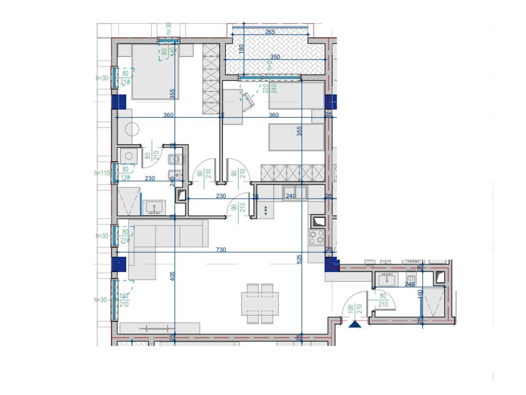 Shitet Apartament 2+1 – 105.59 m²  Totale