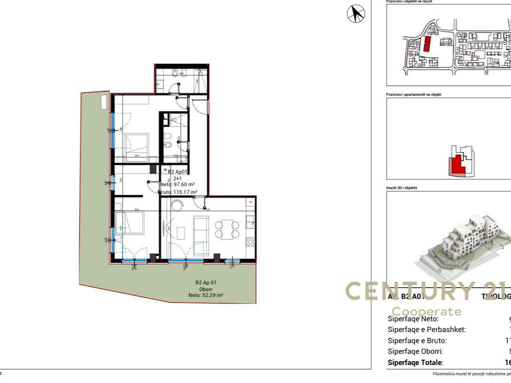 SHESIM APATAMENT 2+1+2 ME OBORR NE RESORTIN TURISTIK VILLAGE SQUARE, DHERMI.