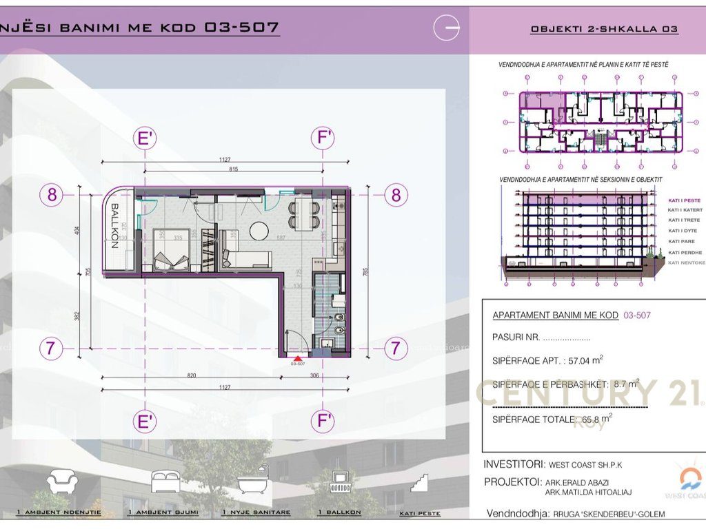 Shitet apartament 1+1 prane Pishave te Buta, Ndertim i RI !