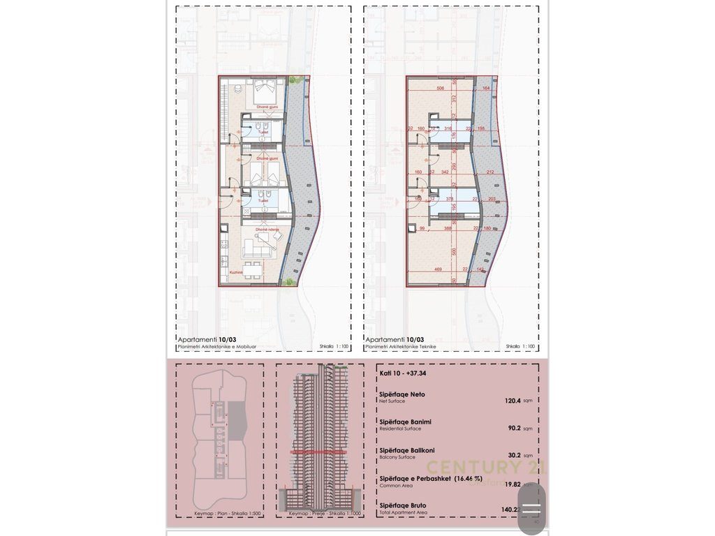 EKSKLUZIVE SHITET APARTAMENT 2+1+2 TEK TOP SEVEN TOWER!