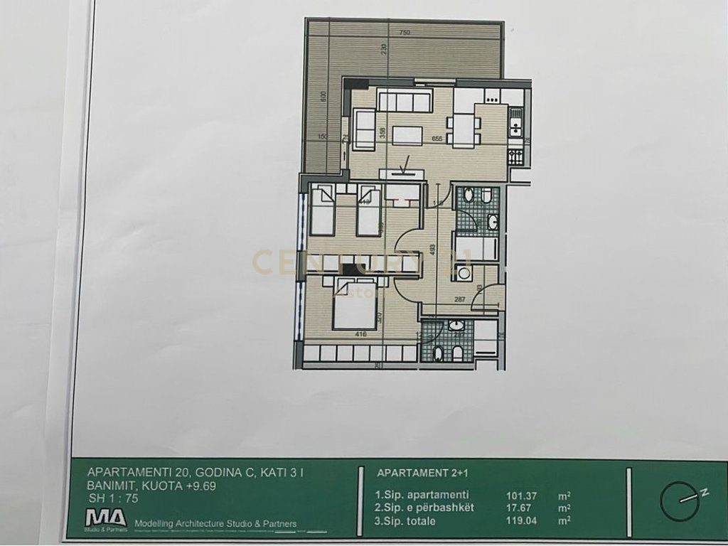 Shitet apartament 2+1+2 te University City, pranë QTU!