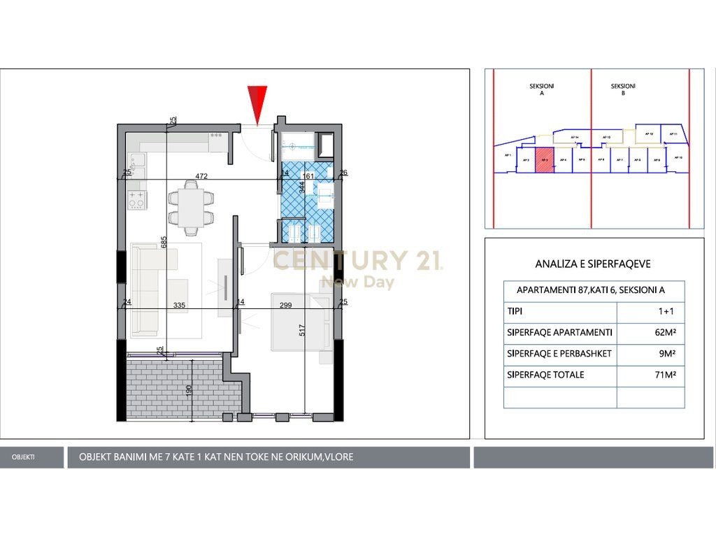 Apartament 1+1 për Shitje në Orikum, Vlorë!