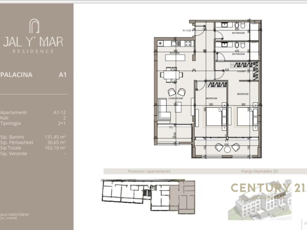 EKSKLUZIVE!!!
SHESIM APARTAMENT 2+1+2 NE VIJEN E PARE NE KOMPLEKSIN  "JAL Y MAR" RESIDENCE.