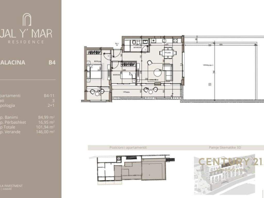 EKSKLUZIVE!!!
SHESIM PENTHOUSE 2+1 ME VERANDE TE MADHE PAMJE NGA DETI  NE KOMPLEKSIN JAL Y MAR RESIDENCE. - Century 21 A...