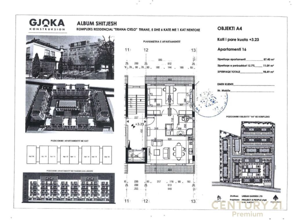 SHITET APARTAMENT 2+1 NE RESIDENCEN TIRANA CIELO, TEG!