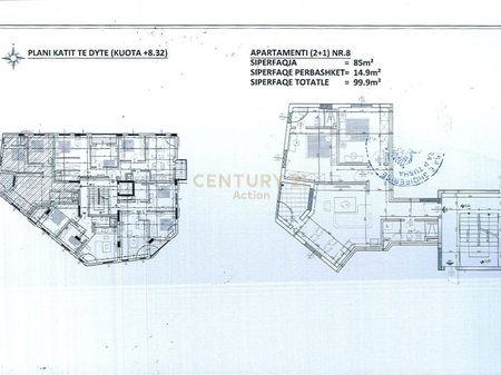 Apartament 2+1 në shitje me kuzhinë të veçuar