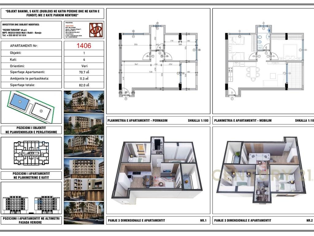 Shitet apartament 2+1 tek Vizion Residence, Mali i Robit !