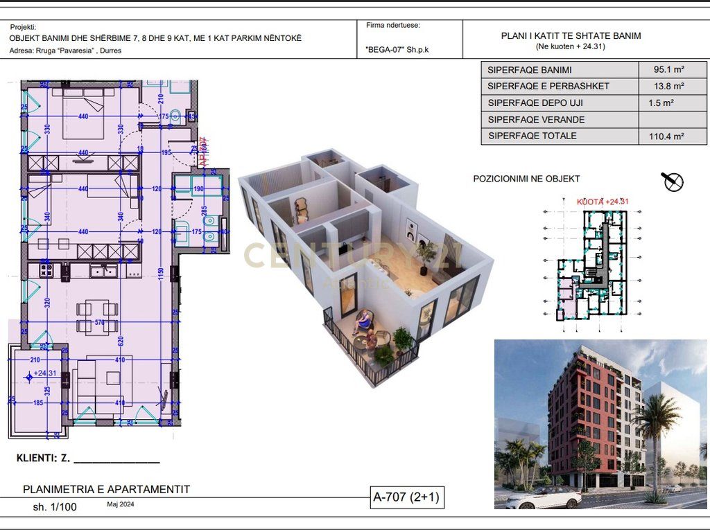Apartament 2+1+2T Për Shitje në Plazh, Durrës