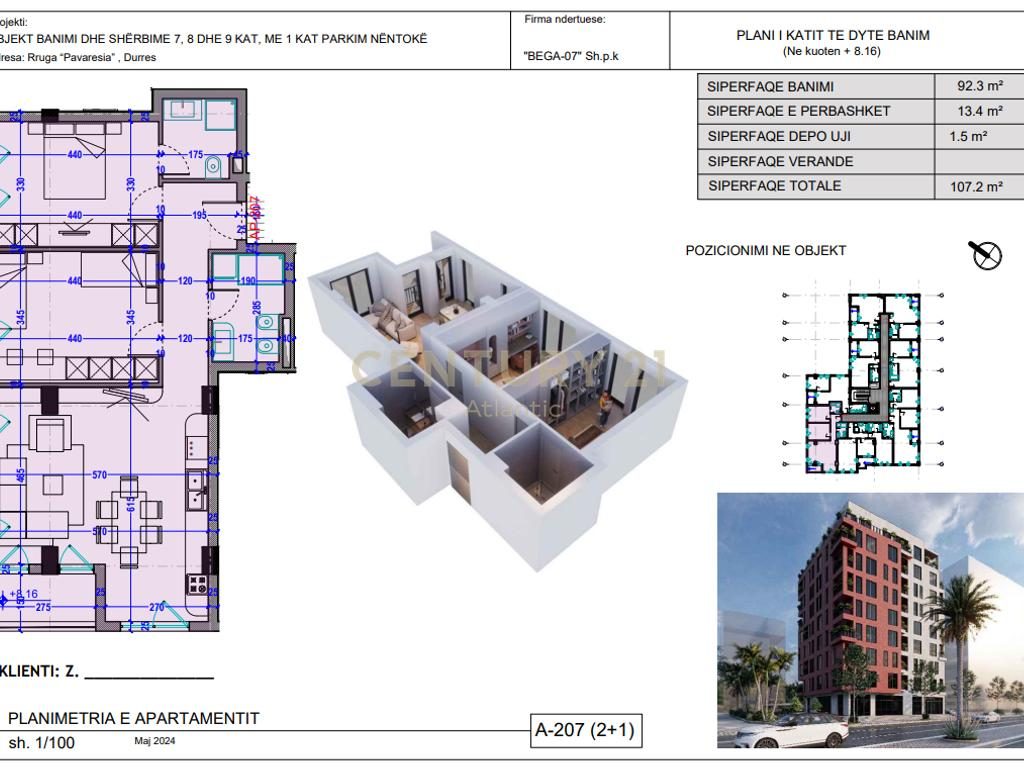 Apartament 2+2 Për Shitje në Plazh, Durrës - 167,890€ | 107.2 m²