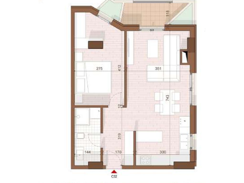 SHITET APARTAMENT 1+1+ VERANDE NE SHENGJIN