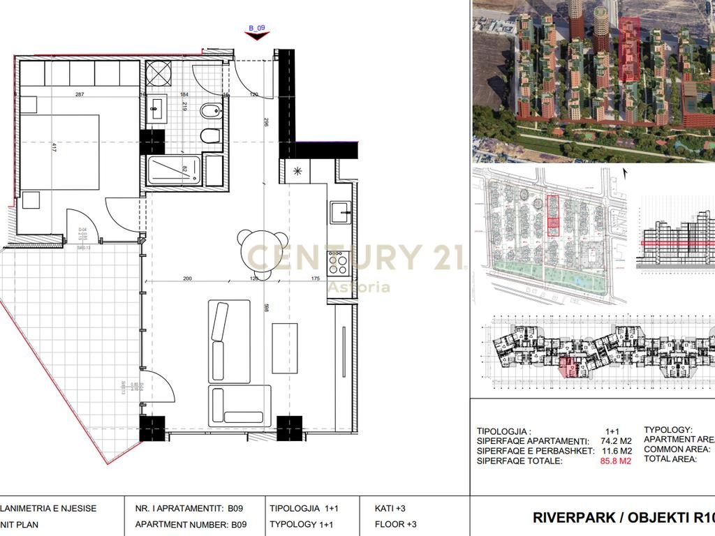 Shitet apartament 1+1, River Park Residence