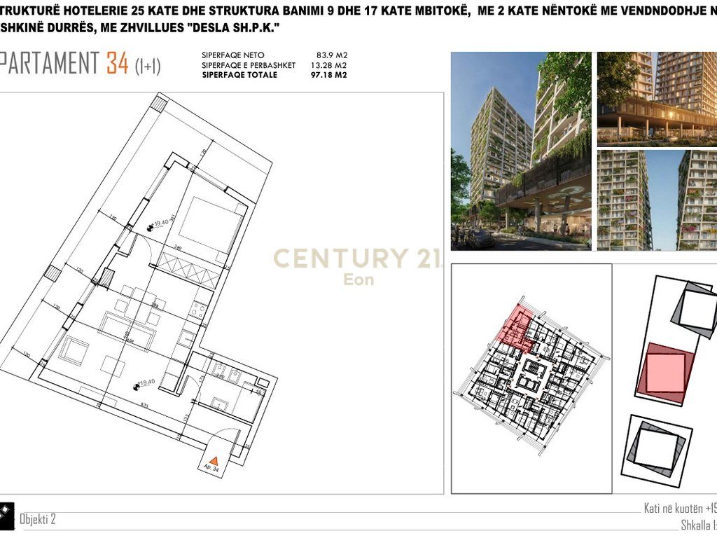 APARTAMENT 1+1 PER SHITJE TEK "DESLA TOWER" PLAZH,DURRES !