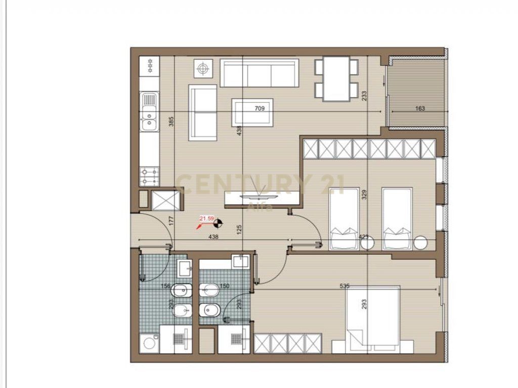 Shitet apartament 2+1 tek Riviera Residence ,Kamez!