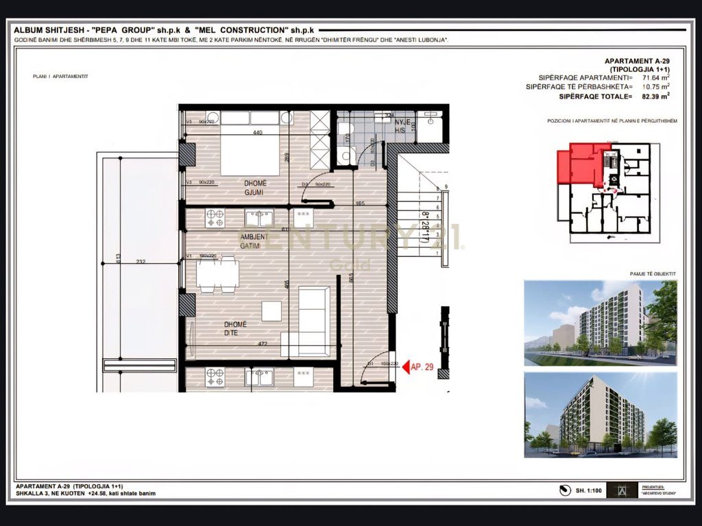APARTAMENT 1+1 PER SHITJE TEK ISH FUSHA E AVIACIONIT