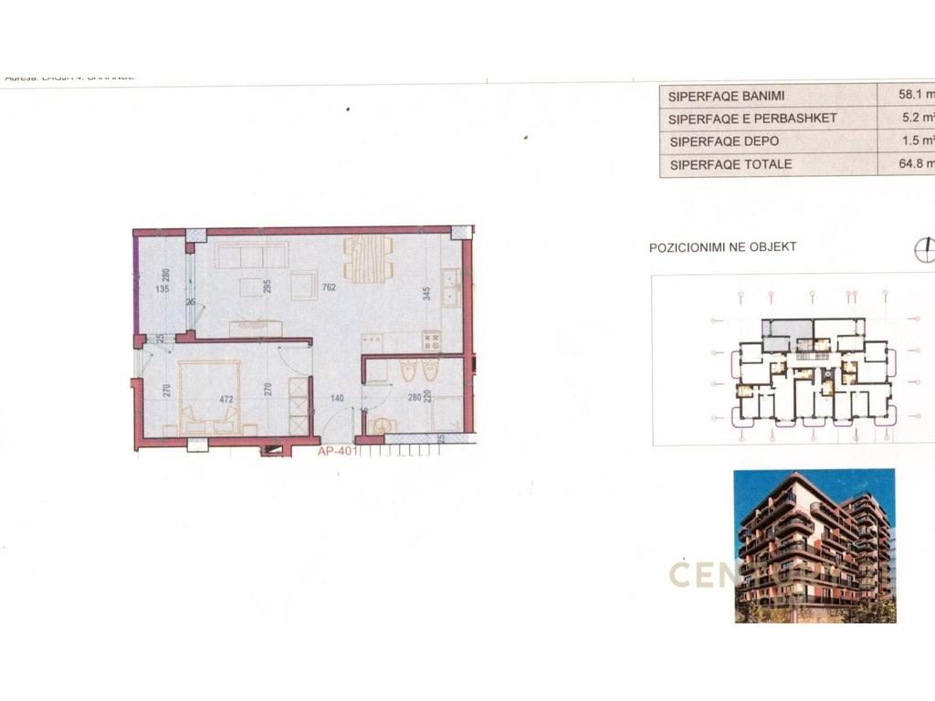SARANDE SHESIM APARTAMENT 1+1 ,100 METRA LARG DETIT , MUNDESI PER PAGESA ME KESTE