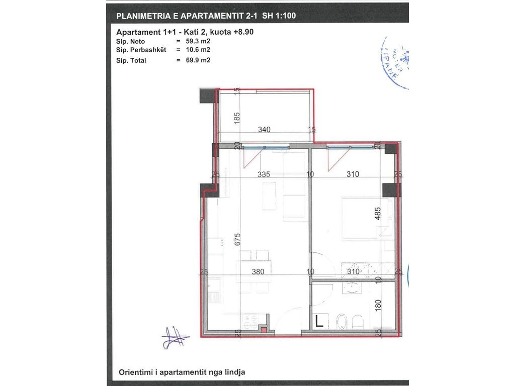 Shitet Apartament 1+1 tek kompleksi Viva te Rr. Kavajes