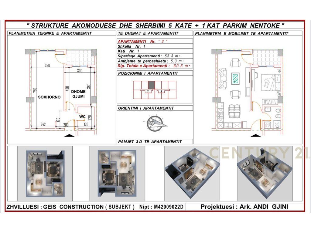 SHITET APARTAMENT 1+1 NE NDERTIM TE RI MALI I ROBIT-GOLEM! SELUNA RESIDENCE! MUNDESI PAGESE ME KESTE! - Century 21 Alban...