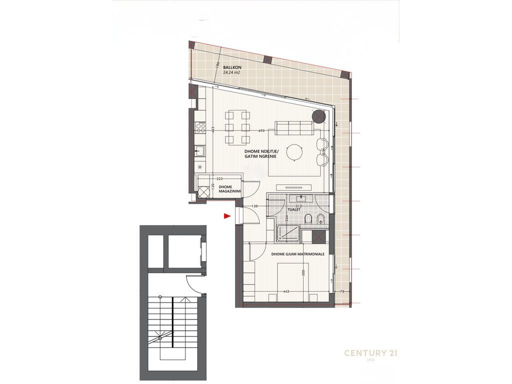 Shitet apartament 1+1 ne Vlora Marina