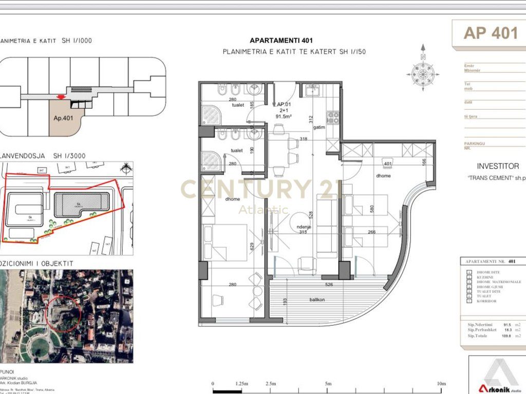 Apartament 2+2+2t+ballkon Për Shitje në Golem, Durrës - 181,170€ | 109.8 m²