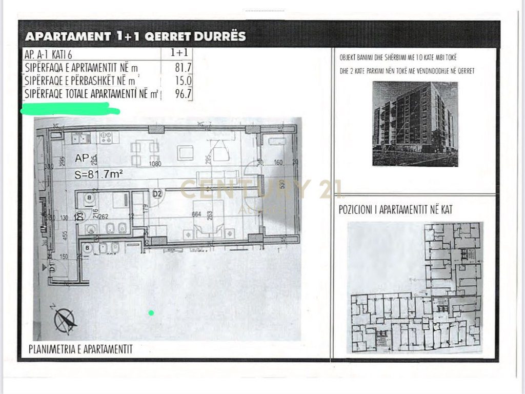 Apartament 1+1 në shitje në Qerret të Durrësit - 145,050€ | 96.7 m²