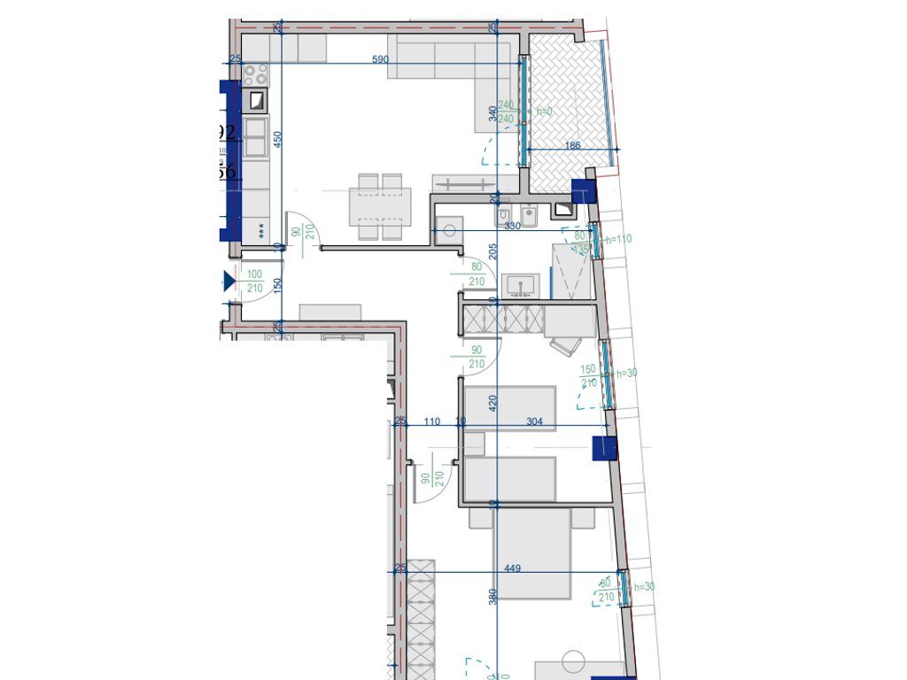Shitet Apartament 2+1 – 102.58 m² Totale