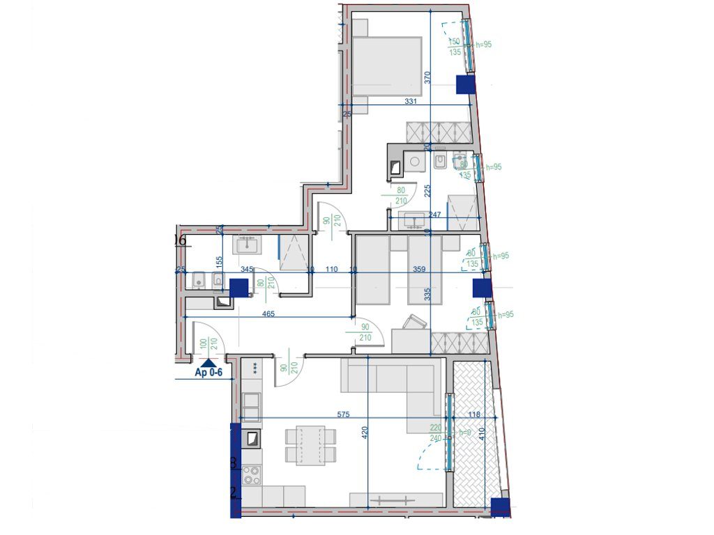 Shitet Apartament 2+1 – 103.87 m² Totale