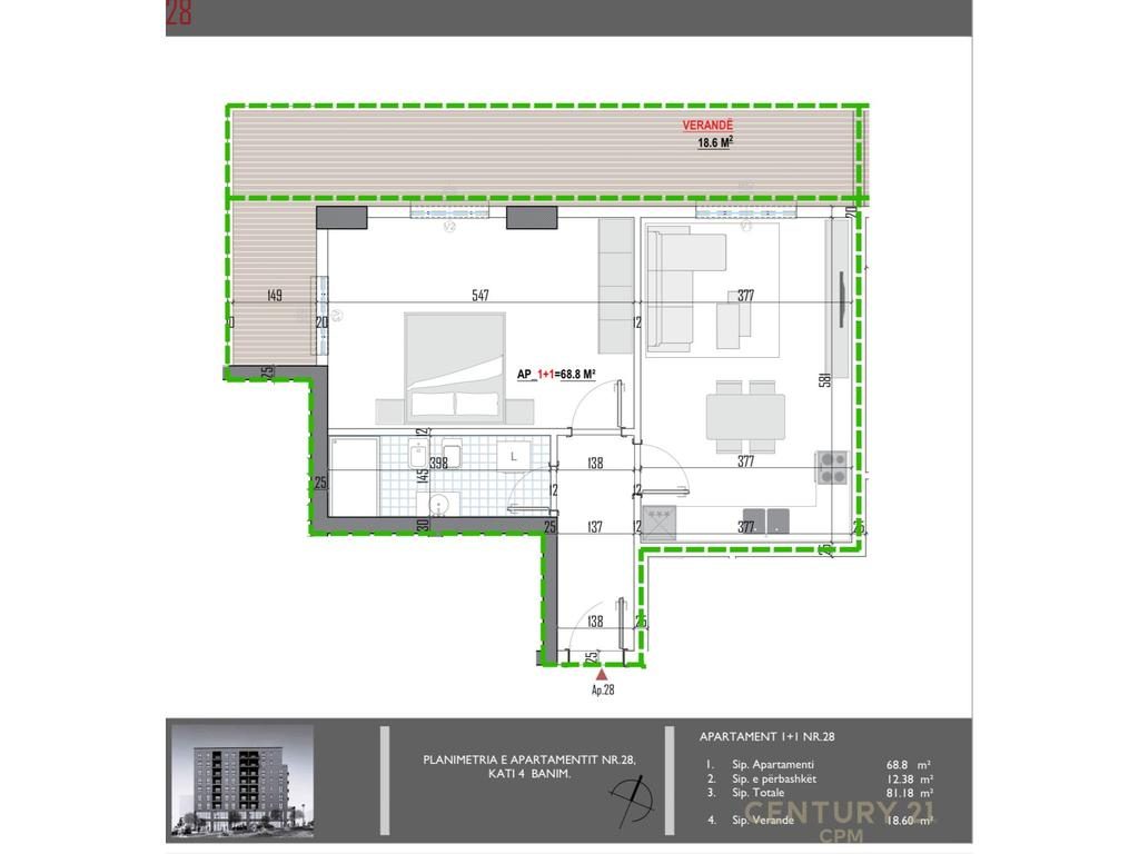 Shesim Apartament 1+1 me verande tek Arborea Residence !