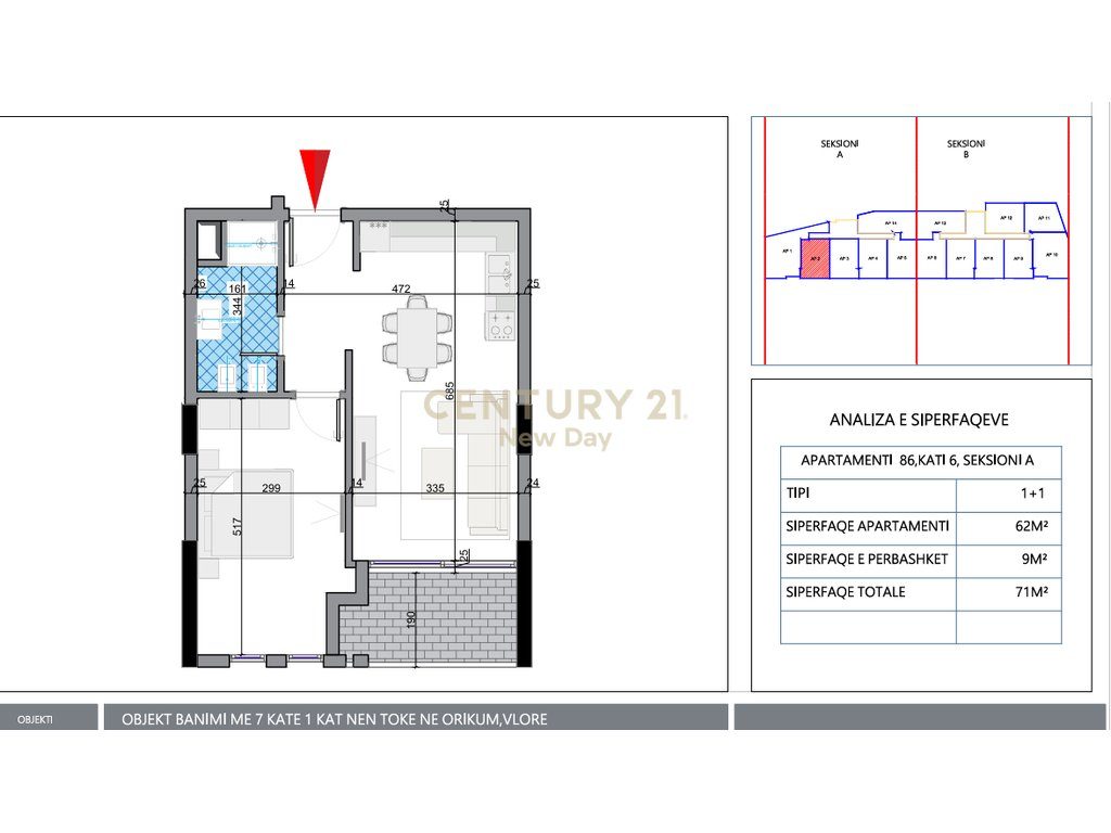 Apartament 1+1 për Shitje në Orikum, Vlorë!
