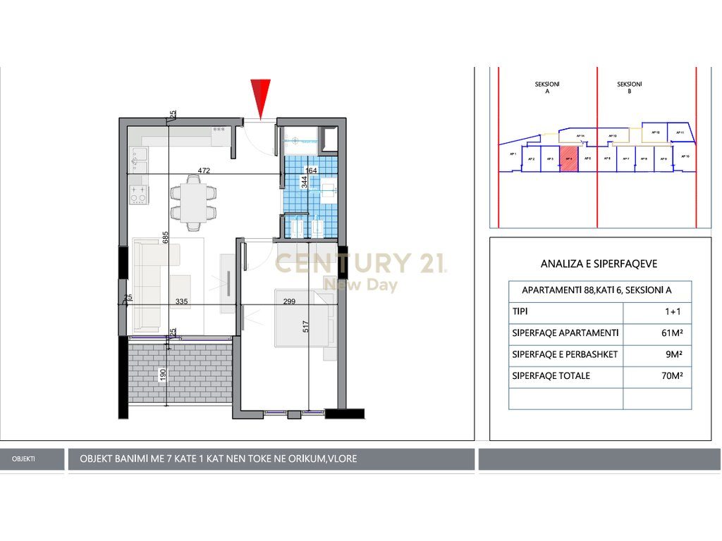 Apartament 1+1 për Shitje në Orikum, Vlorë!