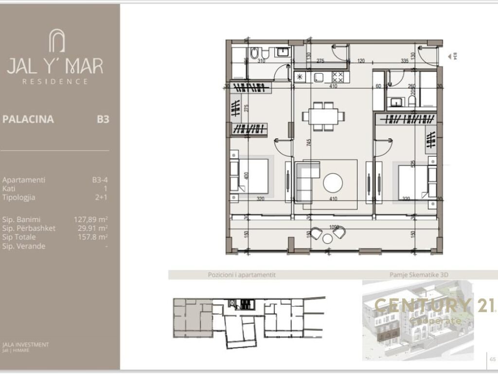 EKSKLUZIVE!!!
SHESIM APARTAMENT 2+1 ME PAMJE NGA DETI NE KOMPLEKSIN "JAL Y MAR" RESIDENCE.