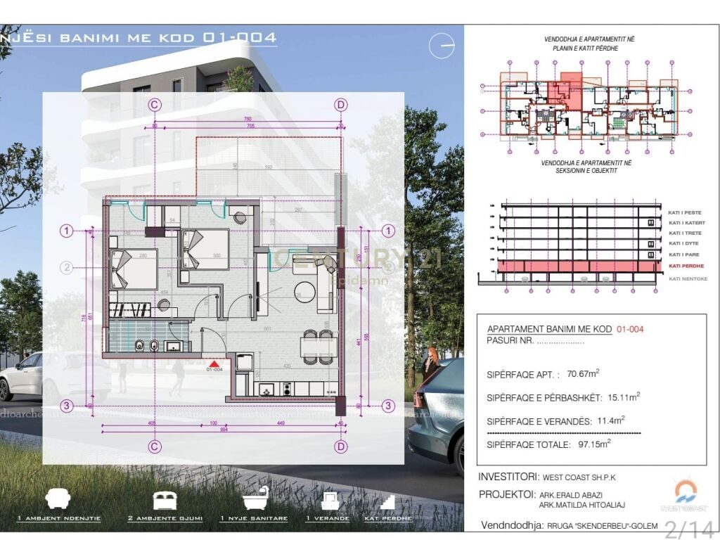 SHITET APARTAMENT 2+1  PRANE DETIT NE GOLEM, NDERTIM I RI!