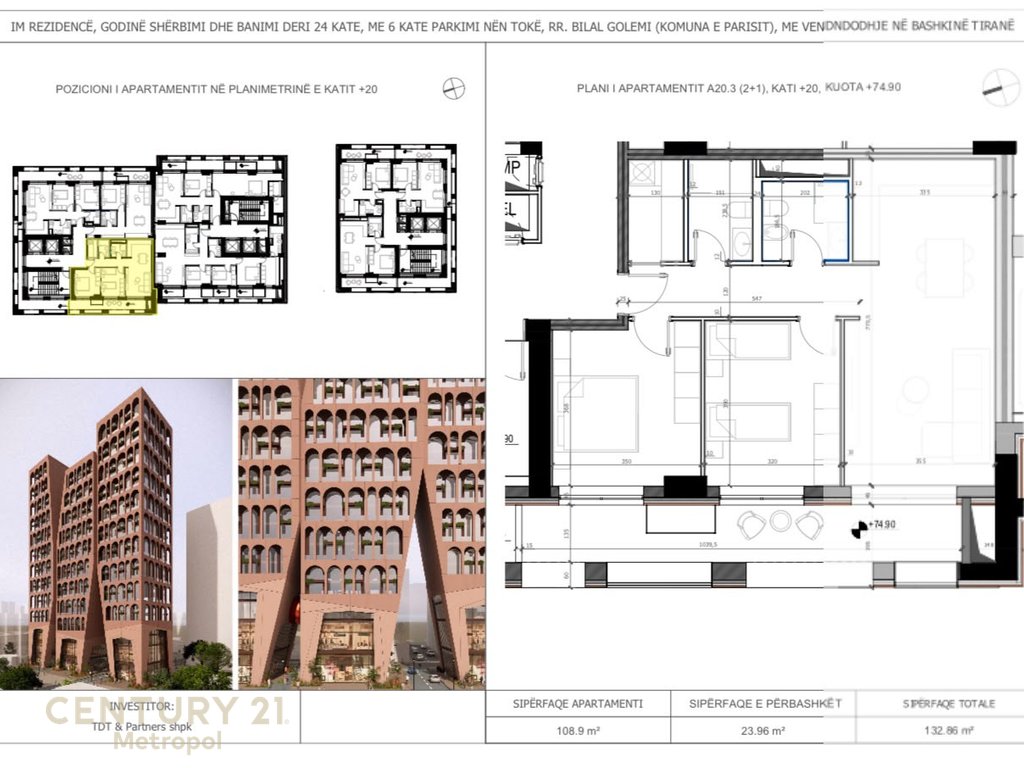 Ofroj për shitje apartamente të tipologjisë 2+1+2, në IM Rezidence, në një nga zonat më të preferuara të Tiranës.