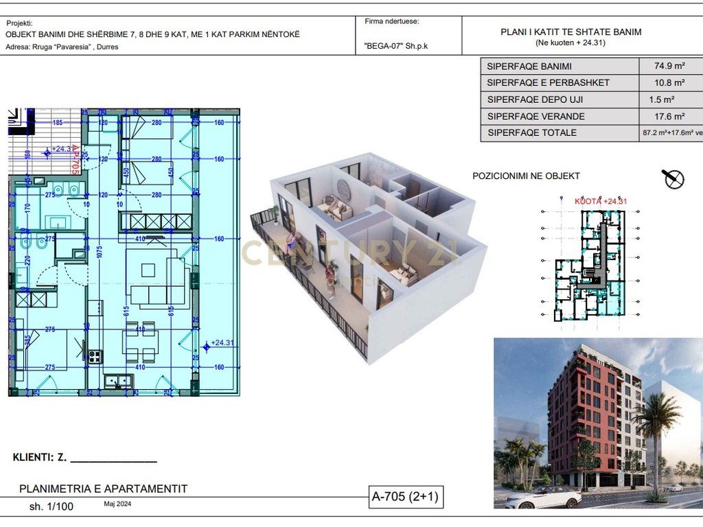 Apartament 2.1+2T Për Shitje në Plazh, Durrës