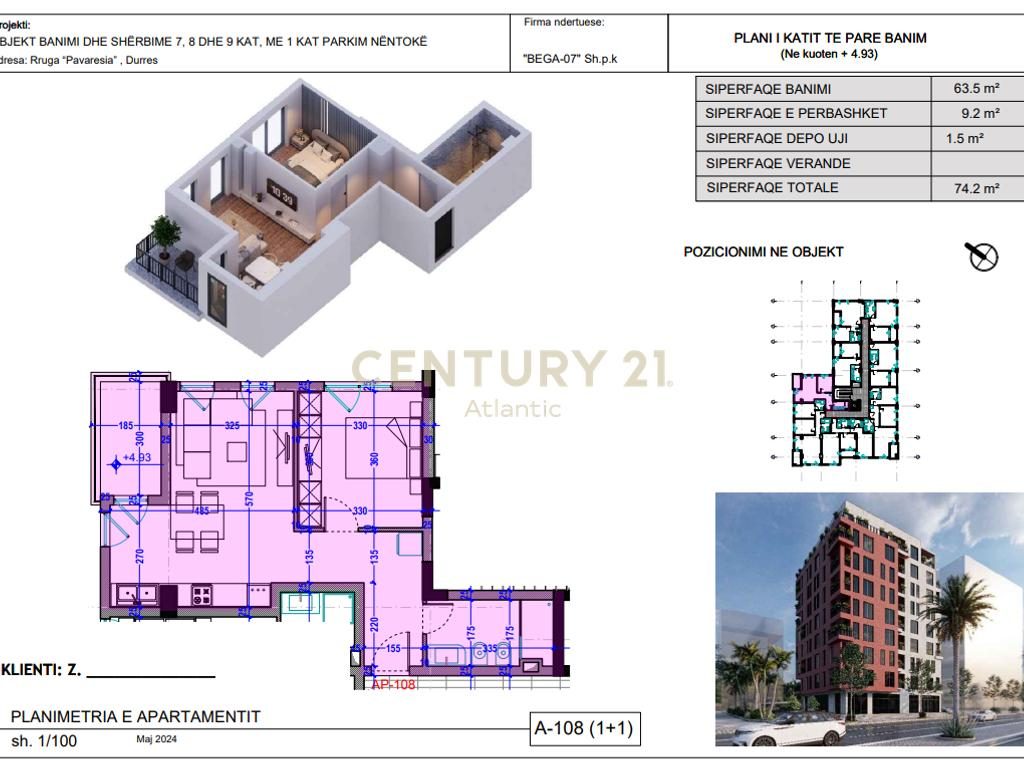 Apartament 1+1 në Shitje në Plazh, Durrës - 107,120€ | 74.2 m²