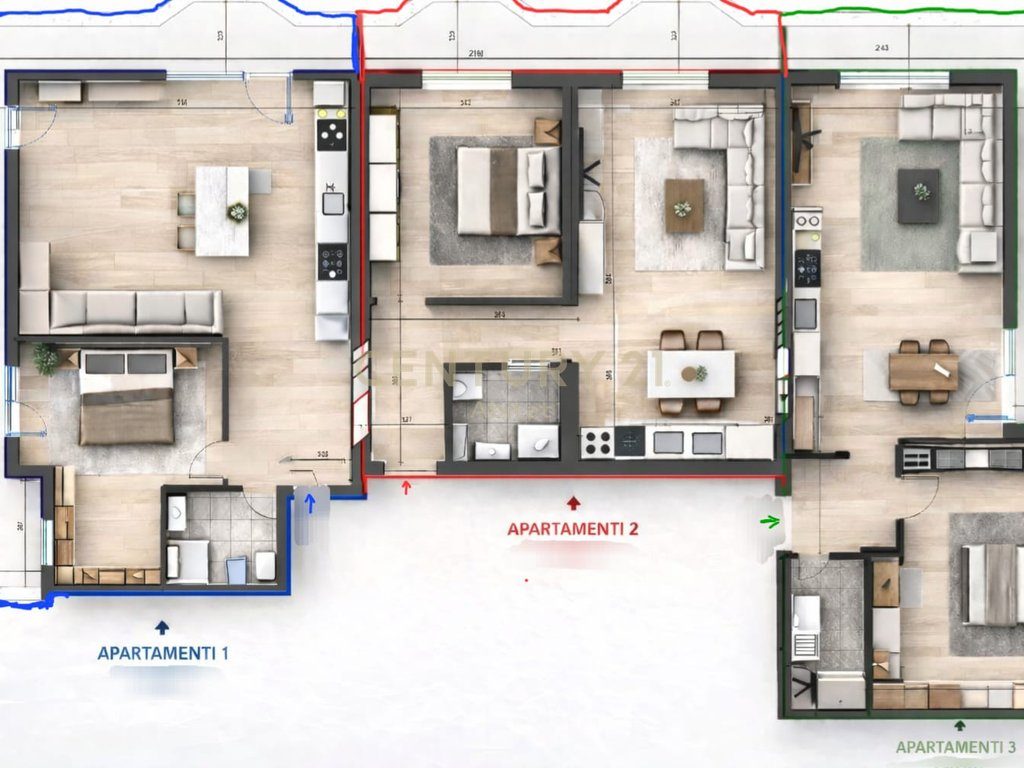 Brryli: APARTAMENT 236 m2 PER SHITJE (1450 euro/m2: veranda 725 euro/m2)