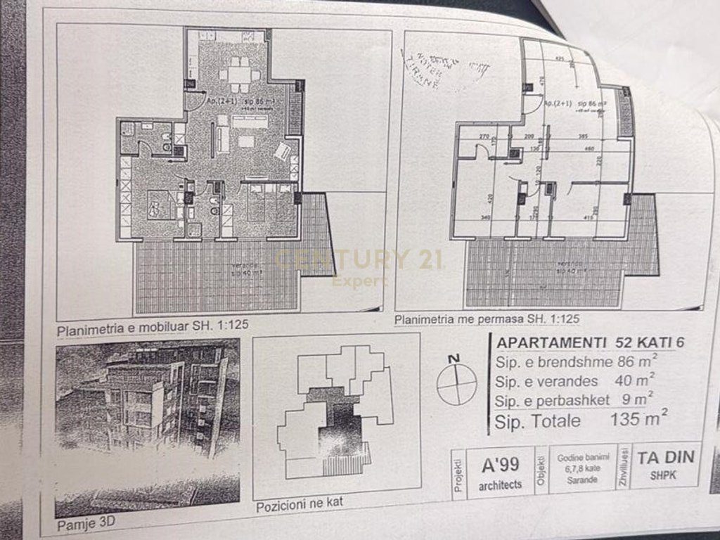 SARANDË, SHESIM APARTAMENT 2+1+2 + VERANDE  NË PORTIN E LIMIONIT