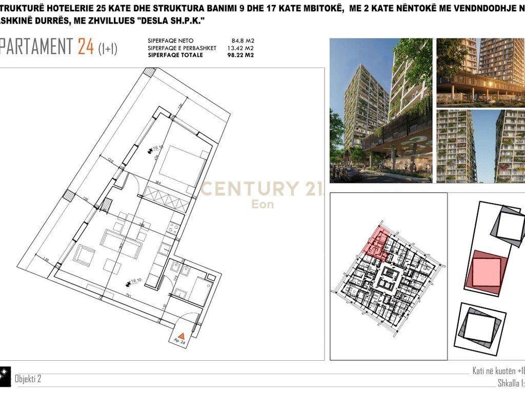 APARTAMENT 1+1 PER SHITJE TEK "DESLA TOWER" PLAZH,DURRES !
