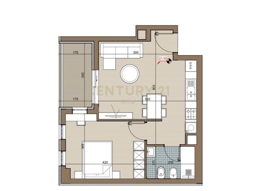 Shitet apartament 1+1 tek Riviera Residence ,Kamez!