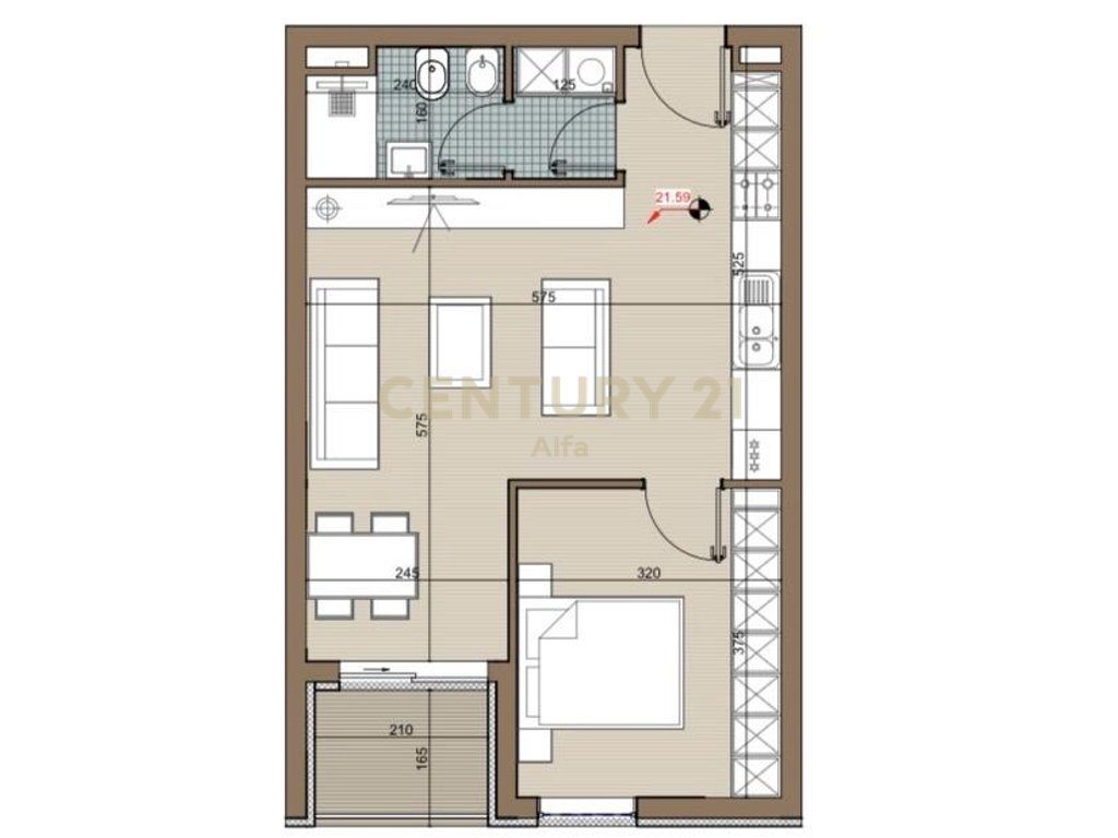 Shitet apartament 1+1 tek Riviera Residence ,Kamez!