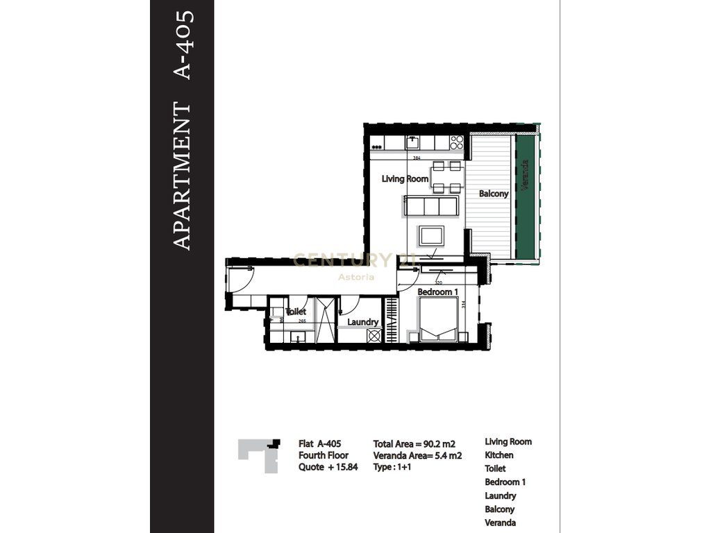SHITET APARTAMENT 1+1 NE GREEN TERRACE RESIDENCE, PALASE