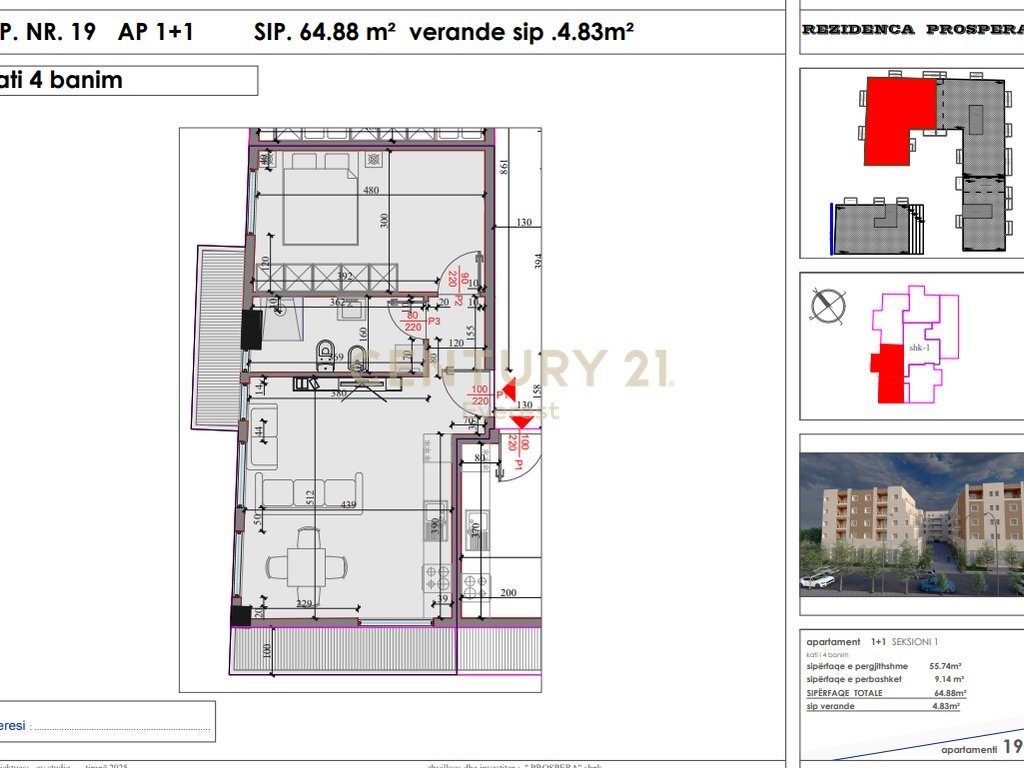 SHESIM APARTAMENT 1+1 ME VERANDE, KOMPLEKSI "KODRA E LIQENIT" NE PASKUQAN