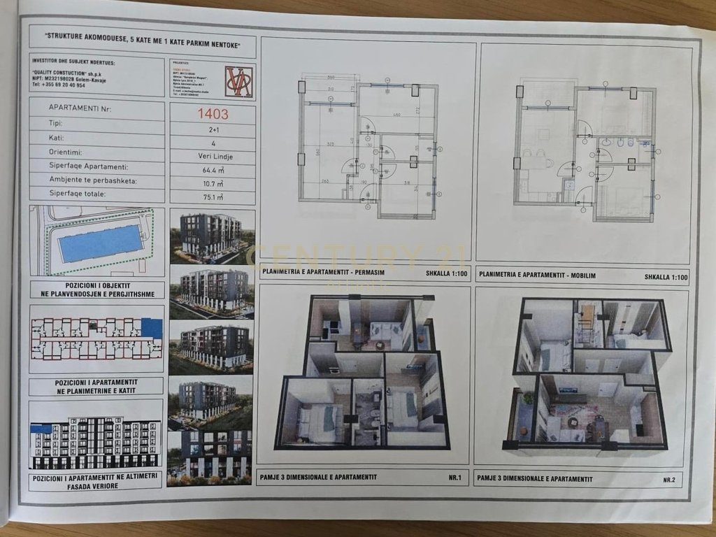 SHITET APARTAMENT 2+1, NDERTIM I RI GOLEM 200 METRA LARG DETIT!