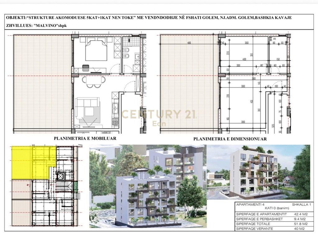 SHITET APARTAMENT 1+1 ME VERANDE , TEK MALI ROBIT !