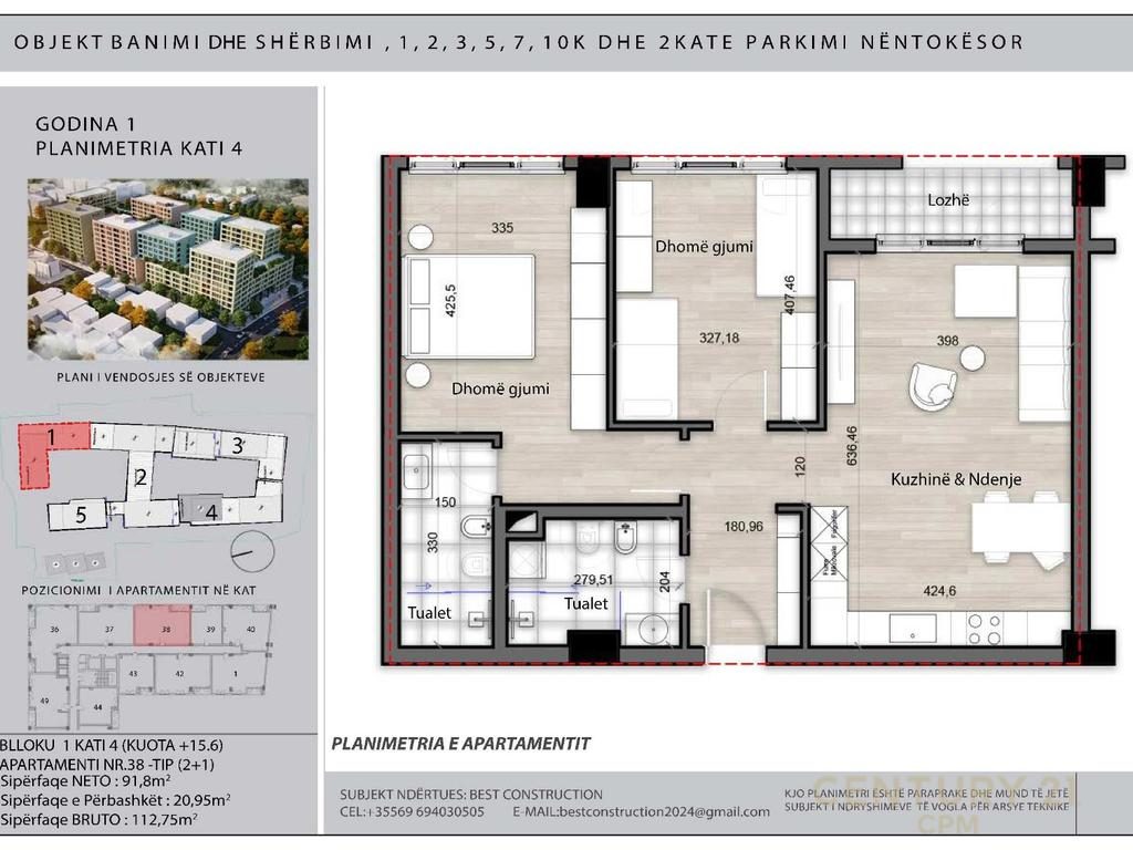 Apartament 2+1 per shitje tek Splendor Residence!