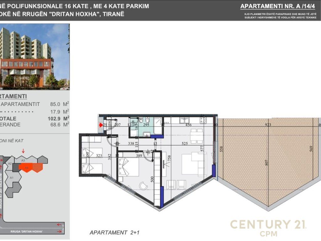 Shitet apartament 2+1 në "COLONNADE", Rruga "Dritan Hoxha" - Tiranë