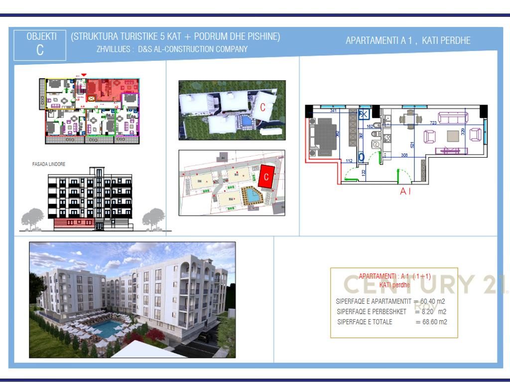 SHITET APARTAMENT 1+1 NE GOLEM TEK REZIDENCA " ORIENTAL !