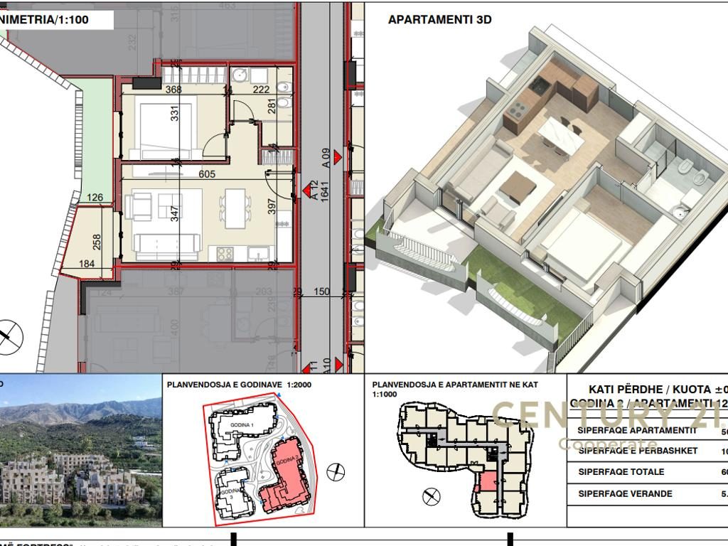 SHESIM APARTAMENT 1+1+VERANDE NË "RADHIMA FORTRESS", RADHIMË, VLORË| 61 m²