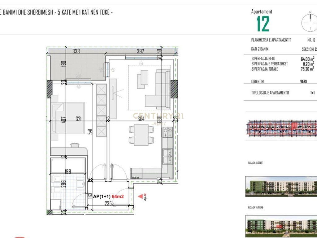 Shitet Apartament 1+1 ne Kamez