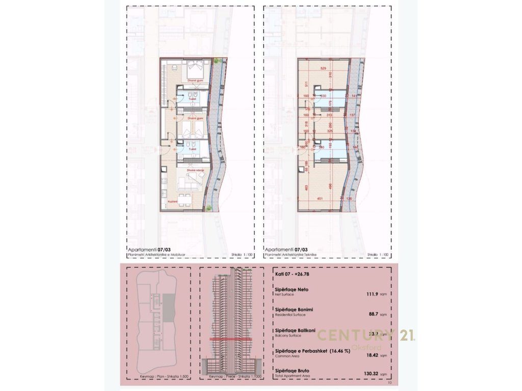 EKSKLUZIVE SHITET APARTAMENT 2+1+2 TEK TOP SEVEN TOWER!