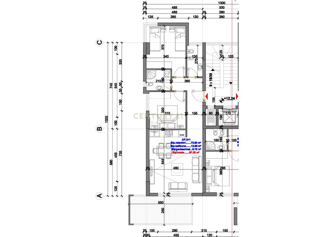 SARANDE, SHESIM APARTAMENT 3+1+2 ME PAMJE NGA DETI PRANE VILES QEVERITARE